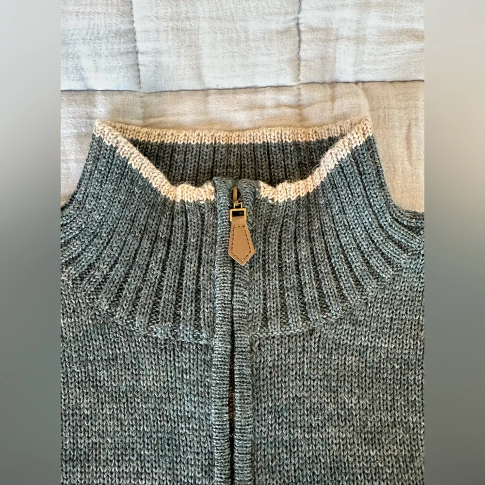 Woolovers 100% Pure British Wool 1/4 zip pullover long sleeve contrast sweater M